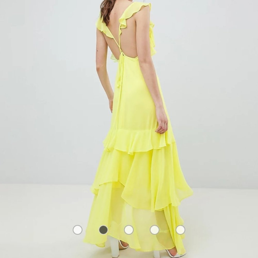 Yellow Tall Ruffle Maxi Dress